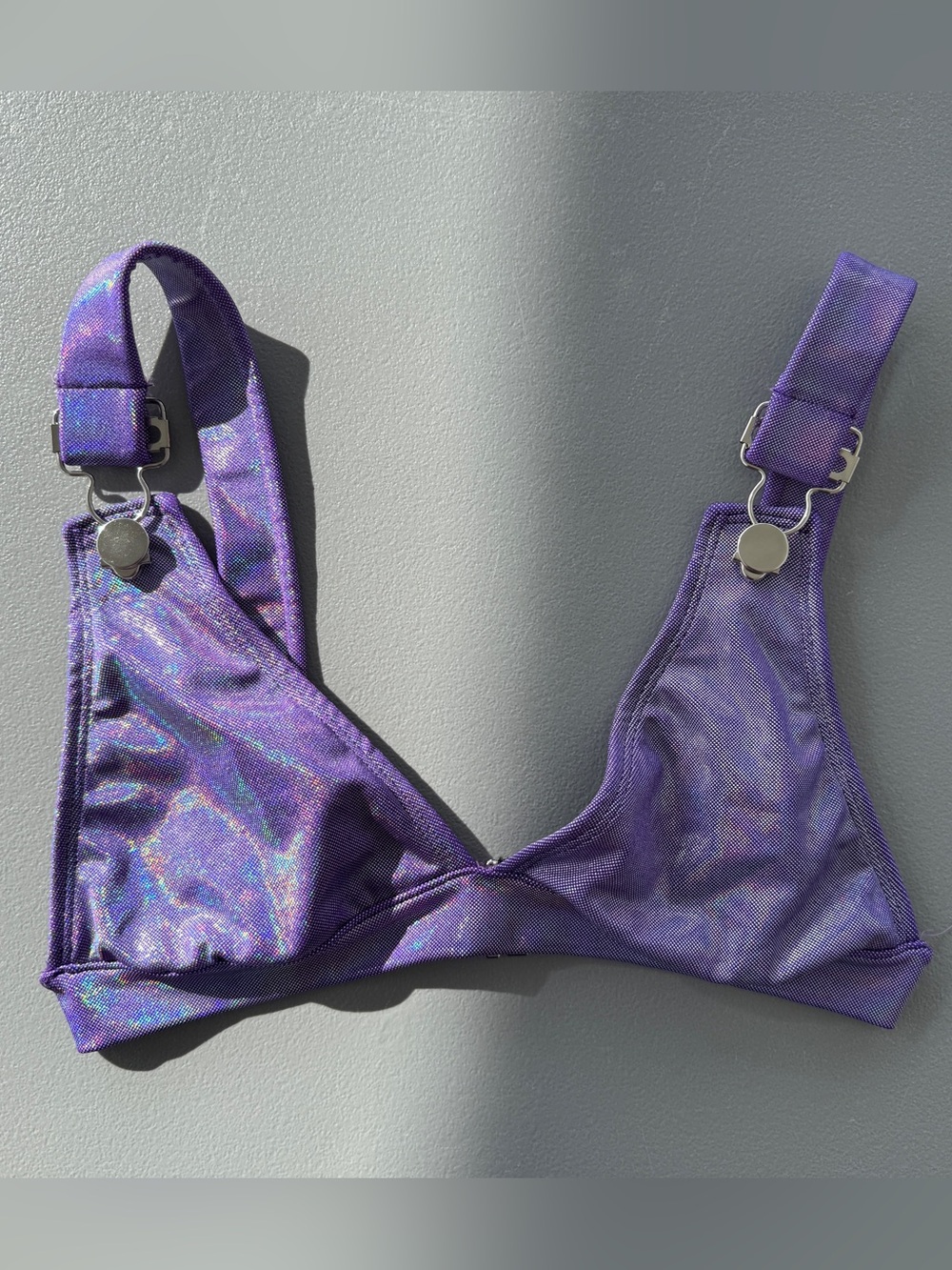 Roma Swim Size XS Purple Holographic Metallic Bikini Top
